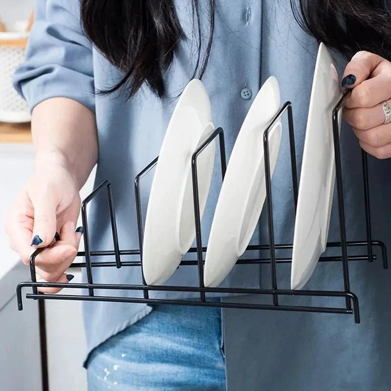 SOPORTE MULTIUSO PARA PLATOS Y TAPAS DE OLLA EN COCINA - 4