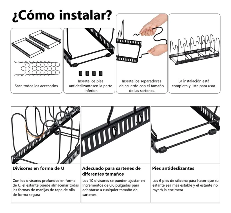 ORGANIZADOR EXPANDIBLE PARA OLLAS Y SARTENES DE COCINA - 3