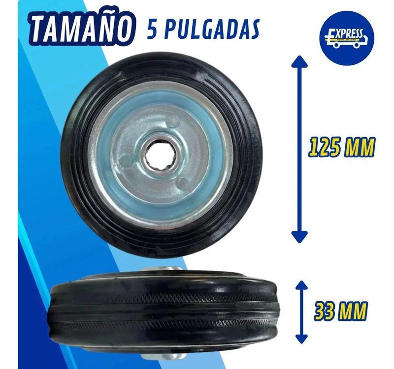 PACK DE 2 RUEDAS MACIZAS DE 5 PULGADAS PARA CARGA PESADA - 2