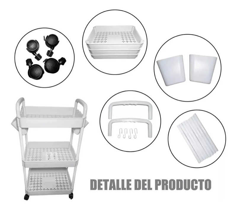 CARRO ORGANIZADOR RODANTE DE PLASTICO 3 NIVELES - 2