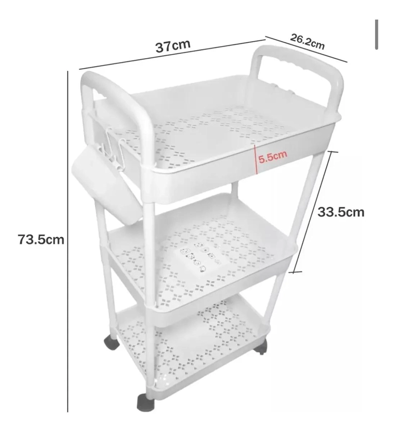 CARRO ORGANIZADOR RODANTE DE PLASTICO 3 NIVELES - 5