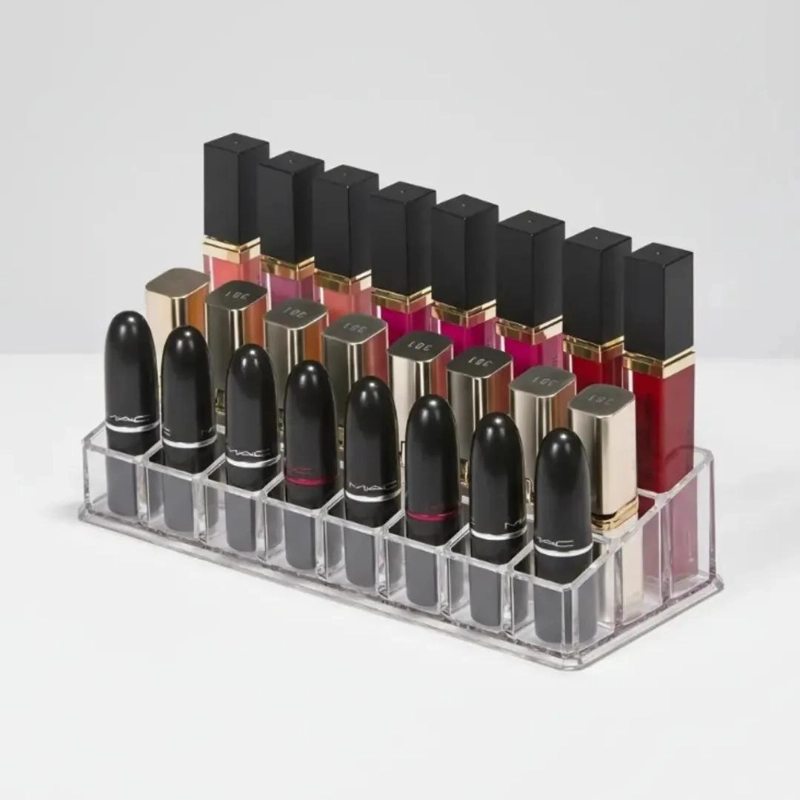 ORGANIZADOR ACRILICO TRANSPARENTE CON 24 COMPARTIMENTOS PARA LABIALES - 3