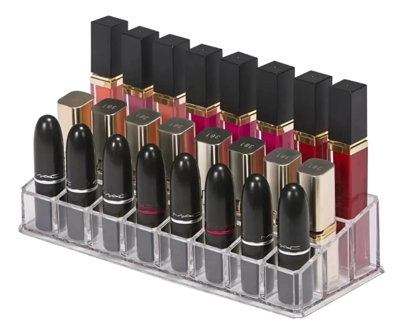 ORGANIZADOR ACRILICO TRANSPARENTE CON 24 COMPARTIMENTOS PARA LABIALES - 4