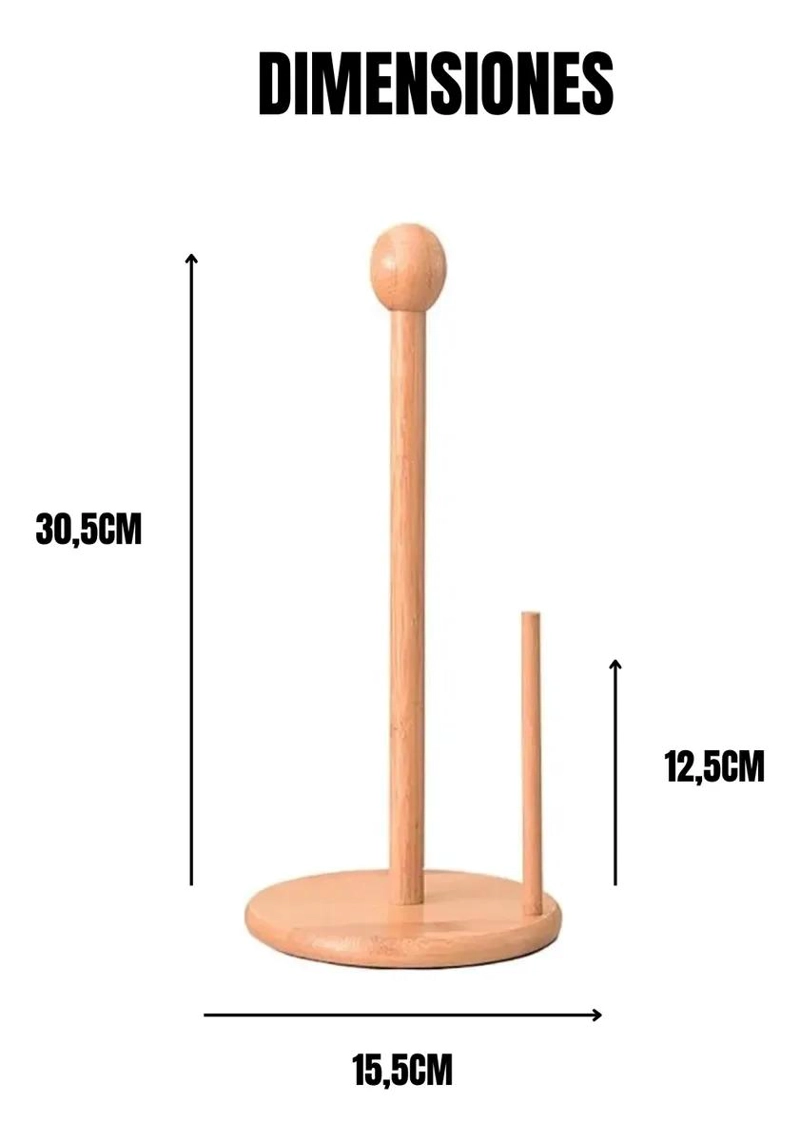 PORTAROLLOS DE MADERA NATURAL PARA COCINA Y BAÑO - 2