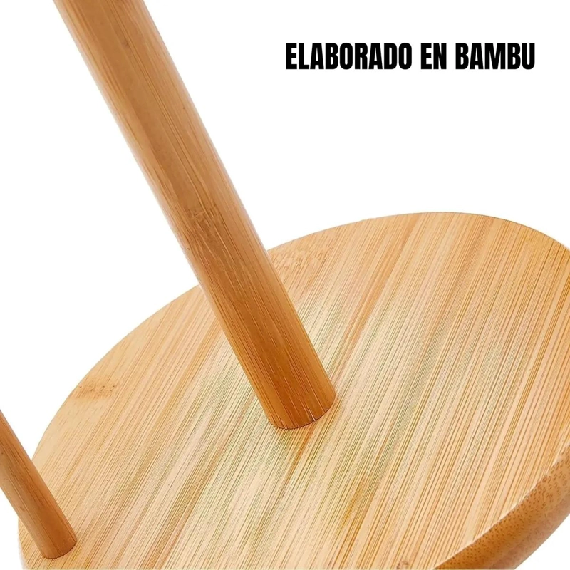 PORTAROLLOS DE MADERA NATURAL PARA COCINA Y BAÑO - 3