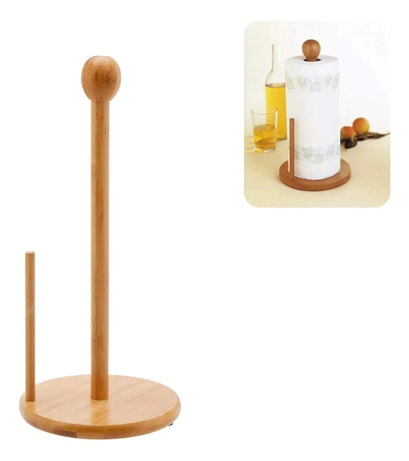 PORTAROLLOS DE MADERA NATURAL PARA COCINA Y BAÑO - 7