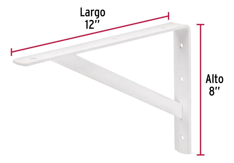 ESCUADRA ESTANTE REFORZADA BLANCA 8 X 12 PARA SOPORTE - 2