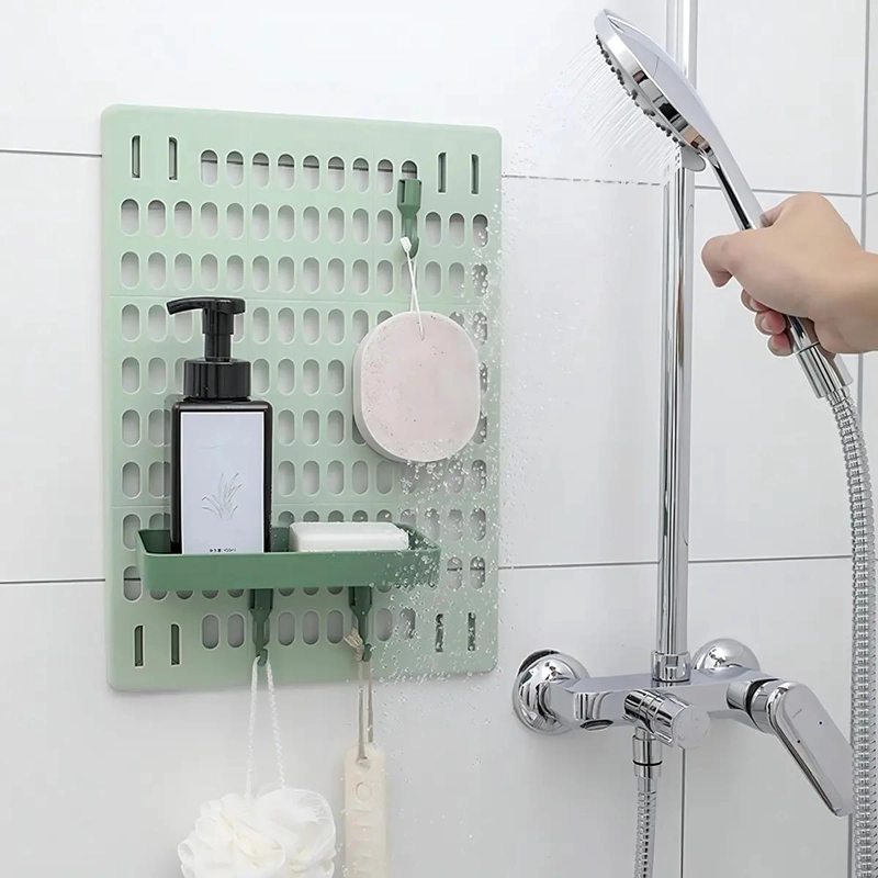 ESTANTE ORGANIZADOR DE PARED AUTOADHESIVO COLOR VERDE PARA MULTIPLES USOS - 4