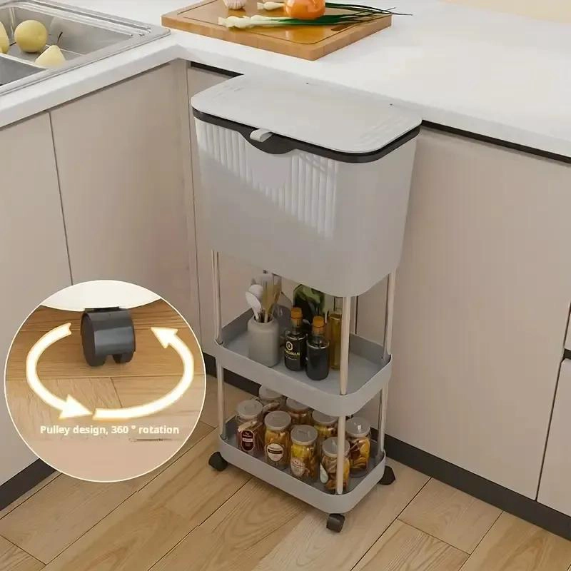 CARRO ORGANIZADOR DE COCINA CON TAPA Y RUEDAS DE 3 NIVELES - 7