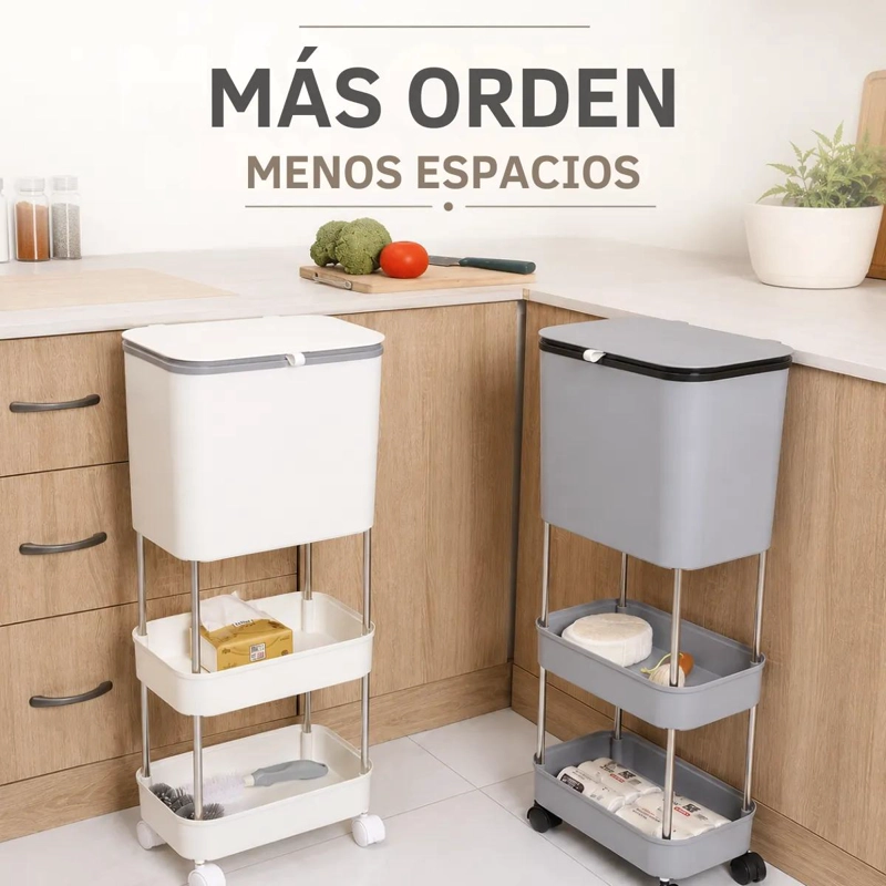 ORGANIZADOR MULTIFUNCIONAL DE COCINA CON BASURERO Y BANDEJAS - 3