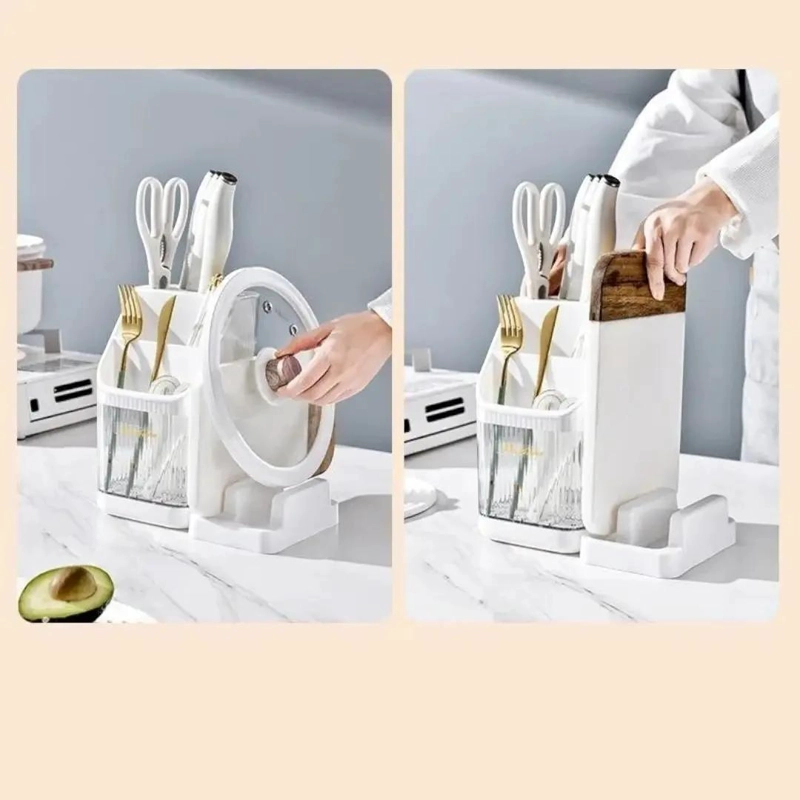 ORGANIZADOR MULTIFUNCIONAL PARA UTENSILIOS DE COCINA EN COLOR BLANCO - 6