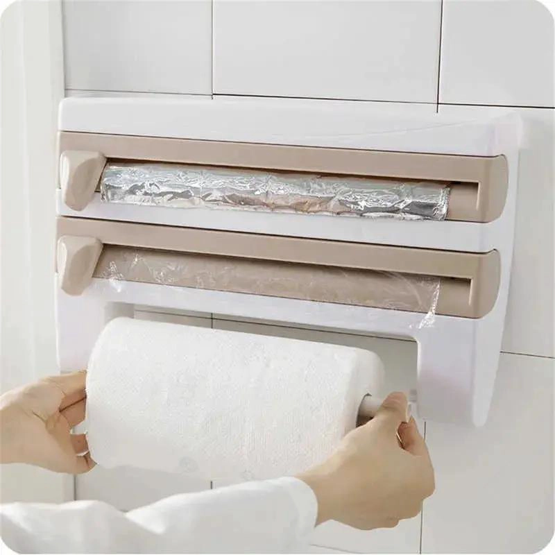 SOPORTE DE PARED MULTIFUNCIONAL PARA TOALLAS DE PAPEL Y UTENSILIOS - 3