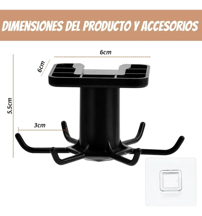 COLGADOR GIRATORIO DE UTENSILIOS DE COCINA Y BAÑO - 2