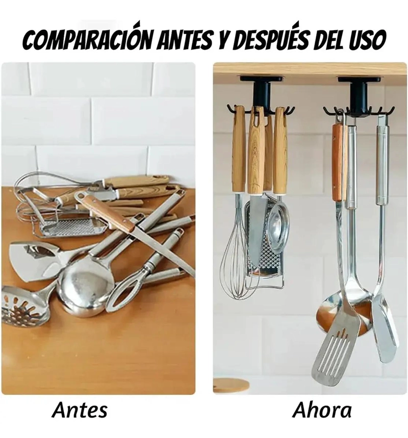COLGADOR GIRATORIO DE UTENSILIOS DE COCINA Y BAÑO - 6