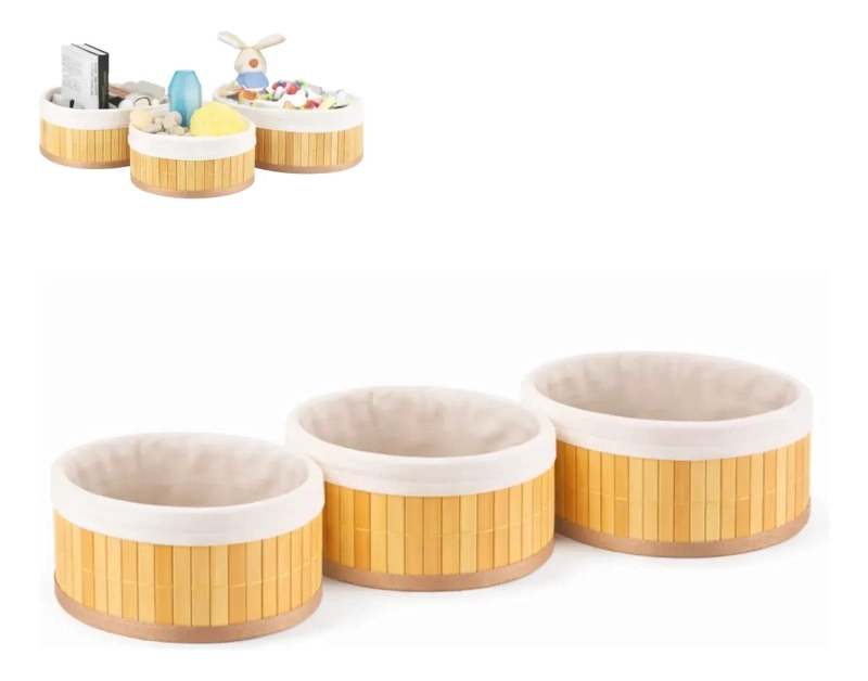 SET DE 3 ORGANIZADORES DE BAMBU PARA BAÑO Y COCINA - 1