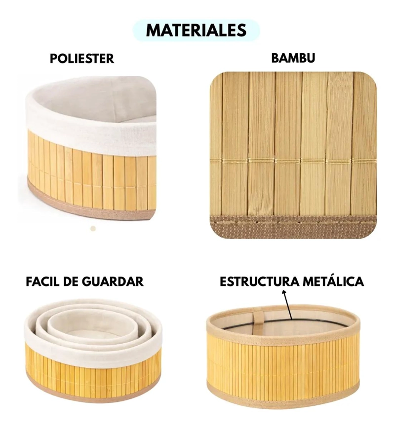 SET DE 3 ORGANIZADORES DE BAMBU PARA BAÑO Y COCINA - 3