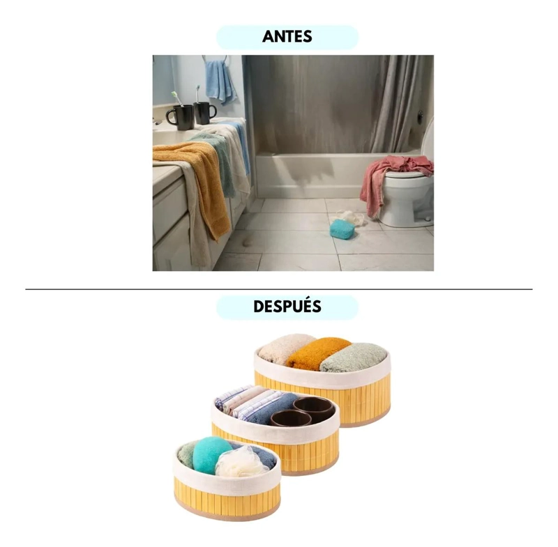 SET DE 3 ORGANIZADORES DE BAMBU PARA BAÑO Y COCINA - 5