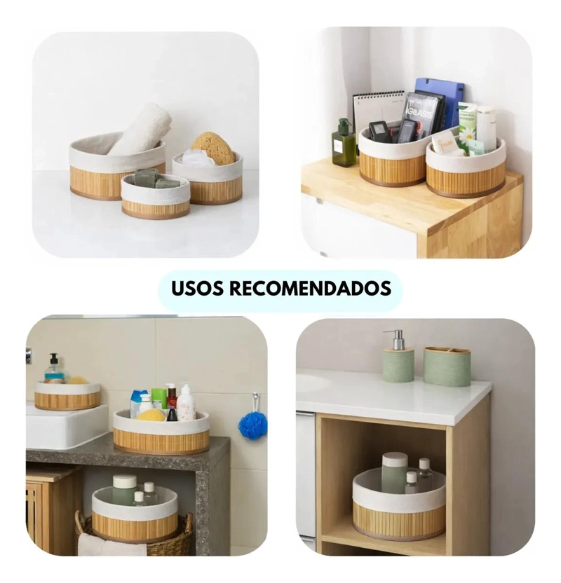 SET DE 3 ORGANIZADORES DE BAMBU PARA BAÑO Y COCINA - 6