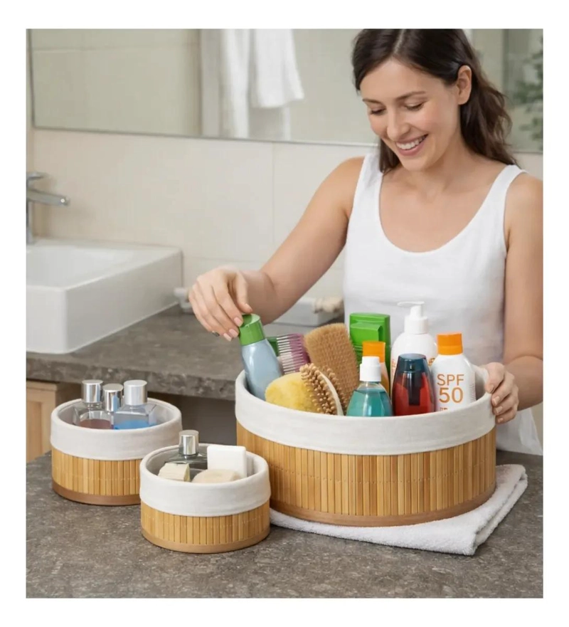 SET DE 3 ORGANIZADORES DE BAMBU PARA BAÑO Y COCINA - 7