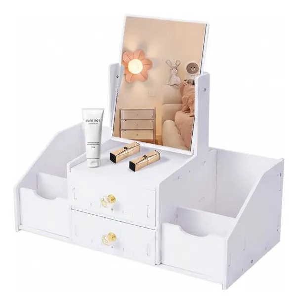 ORGANIZADOR DE MAQUILLAJE CON ESPEJO Y CAJONES PARA MUJERES - 1