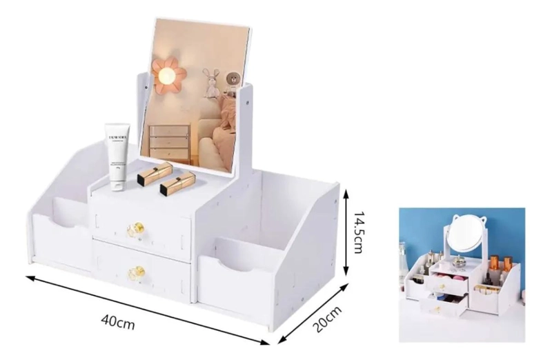 ORGANIZADOR DE MAQUILLAJE CON ESPEJO Y CAJONES PARA MUJERES - 6