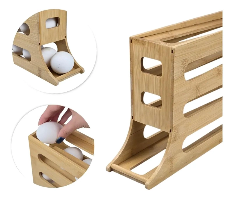 ORGANIZADOR DE HUEVOS DE BAMBU PARA 30 HUEVOS CON DISEÑO ECOLOGICO - 1