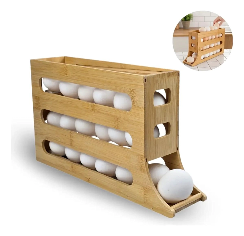 ORGANIZADOR DE HUEVOS DE BAMBU PARA 30 HUEVOS CON DISEÑO ECOLOGICO - 2