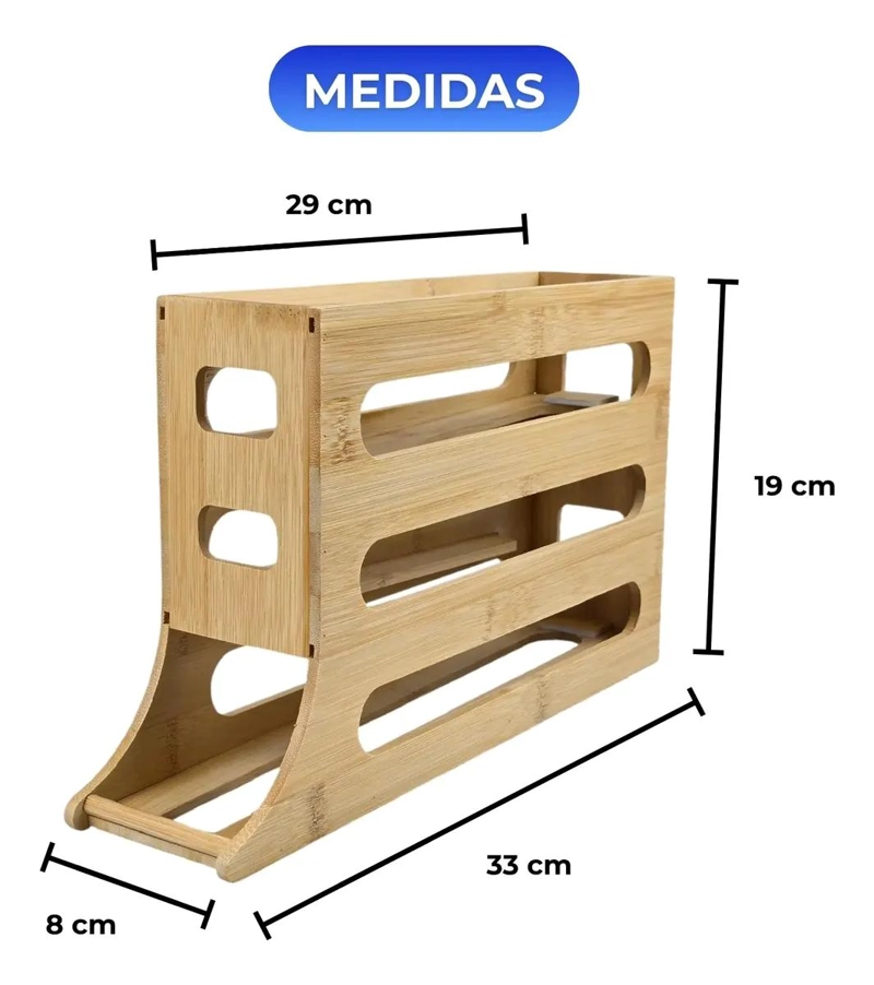 ORGANIZADOR DE HUEVOS DE BAMBU PARA 30 HUEVOS CON DISEÑO ECOLOGICO - 3