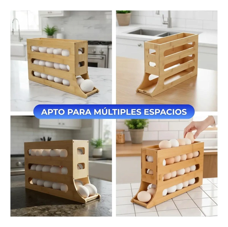 ORGANIZADOR DE HUEVOS DE BAMBU PARA 30 HUEVOS CON DISEÑO ECOLOGICO - 4