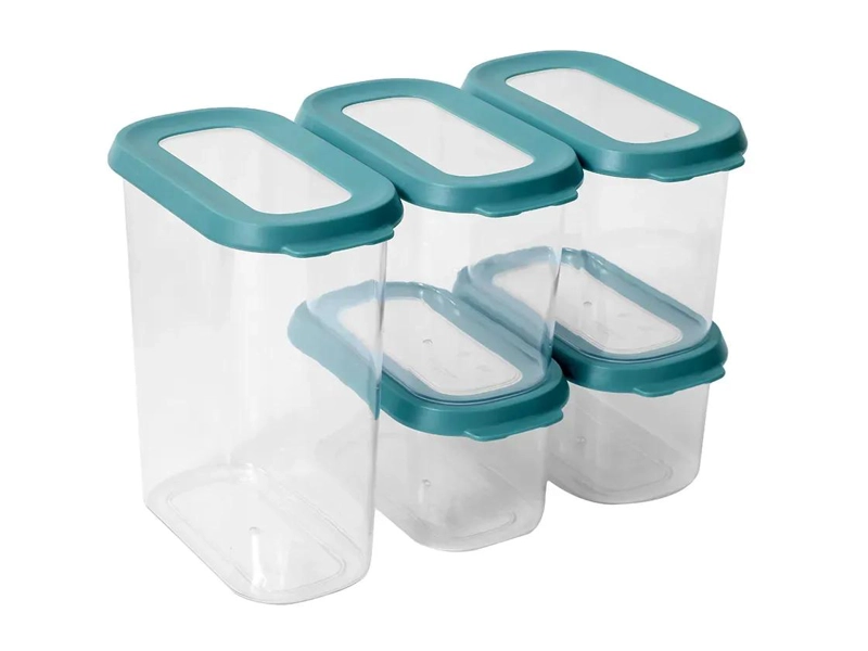 SET DE 5 RECIPIENTES HERME TICOS PARA ALIMENTOS CON TAPA VERDE - 2