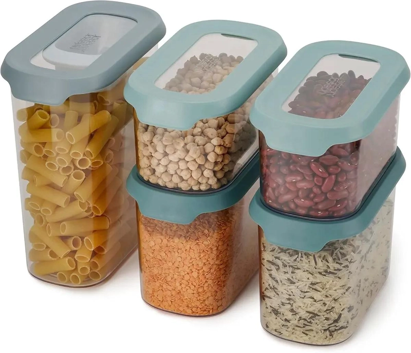 SET DE 5 RECIPIENTES HERME TICOS PARA ALIMENTOS CON TAPA VERDE - 3