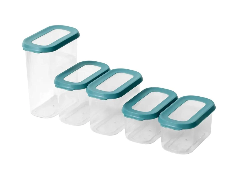 SET DE 5 RECIPIENTES HERME TICOS PARA ALIMENTOS CON TAPA VERDE - 4