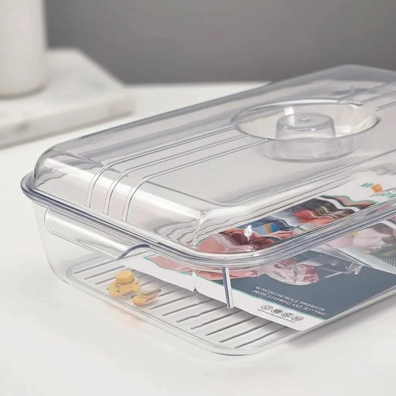 BANDEJA ACRILICA MULTIUSO CON TAPA PARA REFRIGERADOR - 10
