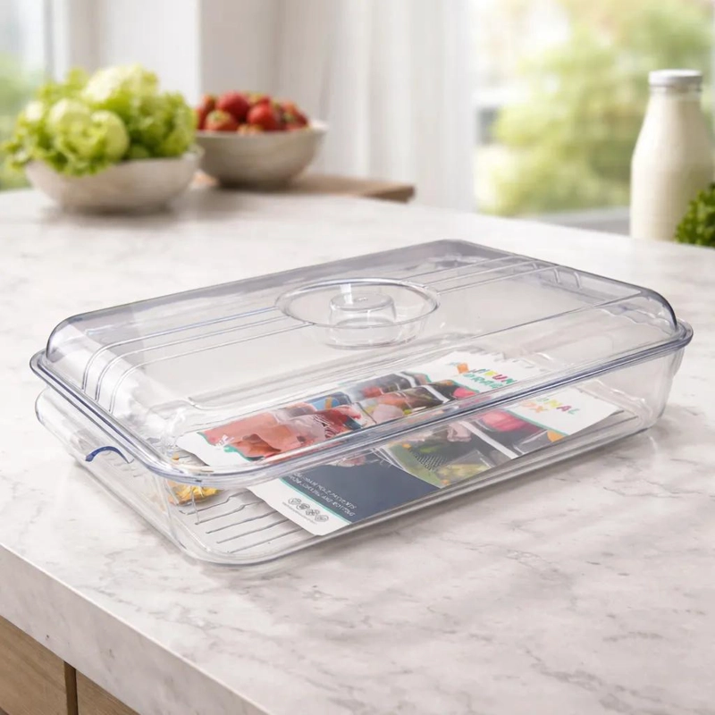 BANDEJA ACRILICA MULTIUSO CON TAPA PARA REFRIGERADOR - 4
