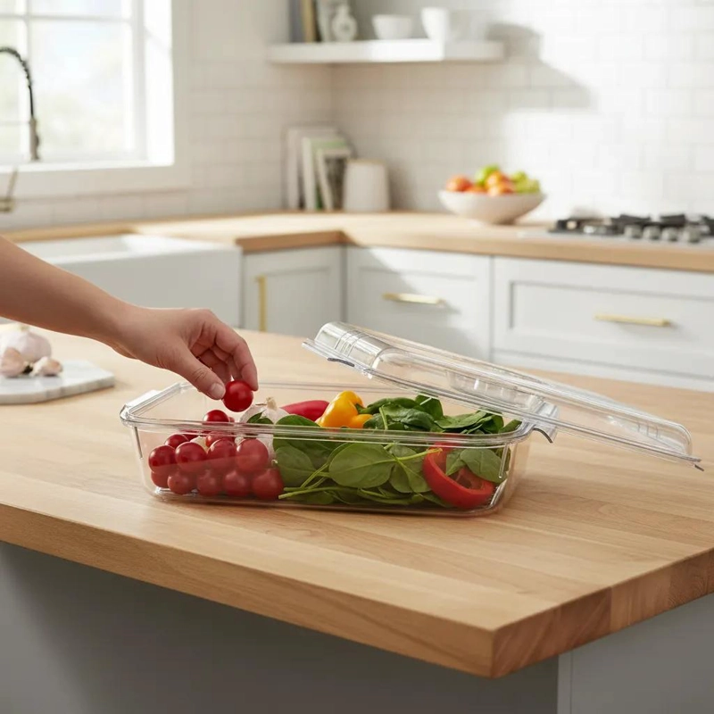 BANDEJA ACRILICA MULTIUSO CON TAPA PARA REFRIGERADOR - 9