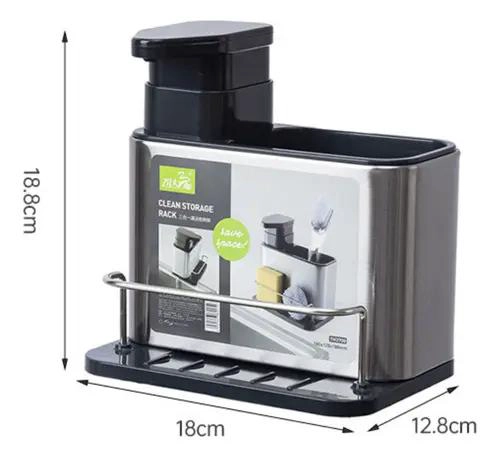 ORGANIZADOR DE FREGADERO CON DISPENSADOR DE JABON Y PORTA ESPONJA - 1
