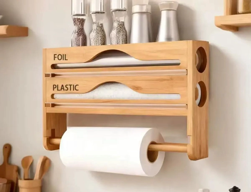 DISPENSADOR ORGANIZADOR DE COCINA EN BAMBU CON 3 COMPARTIMENTOS - 1
