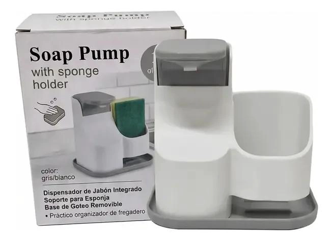 DISPENSADOR DE JABON LAVALOZA CON PORTA ESPONJA PARA COCINA - 2