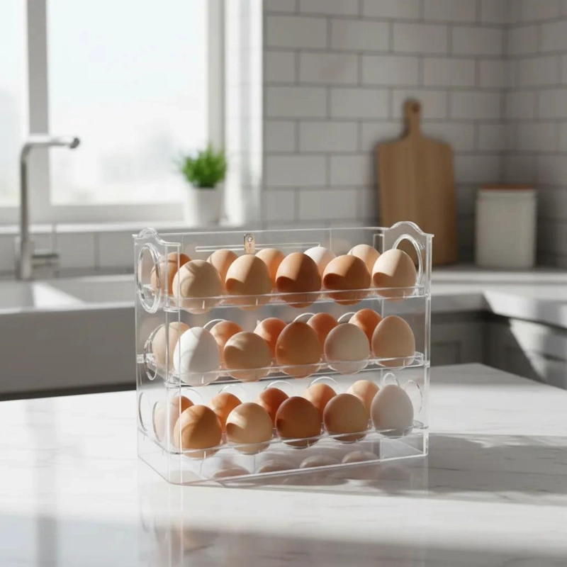 ORGANIZADOR ACRILICO DE HUEVOS 3 NIVELES PARA 30 HUEVOS - 2