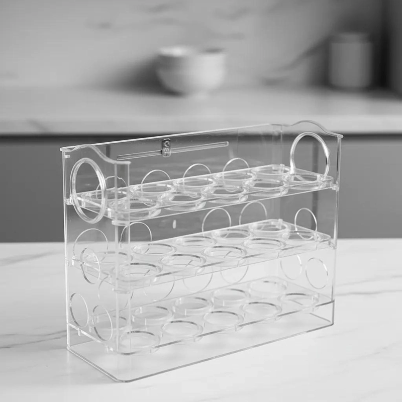 ORGANIZADOR ACRILICO DE HUEVOS 3 NIVELES PARA 30 HUEVOS - 3