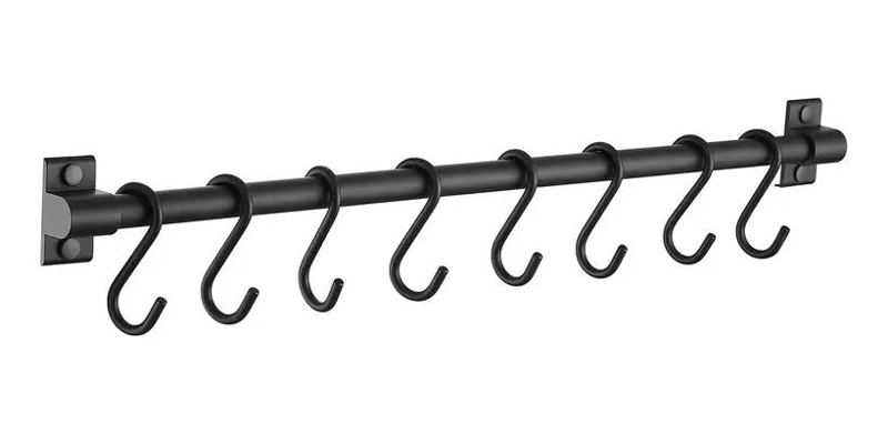 BARRA ORGANIZADOR DE COCINA CON 8 GANCHOS PARA UTENSILIOS - 1
