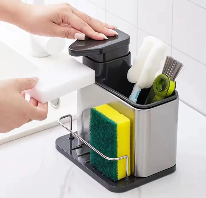 DISPENSADOR DE JABON Y ESPONJA PARA COCINA ORGANIZADOR - 4