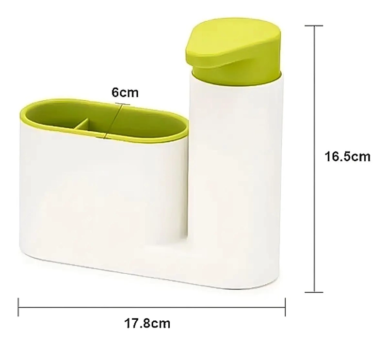 DISPENSADOR DE JABON Y PORTA ESPONJA PARA FREGADERO BLANCO - 2