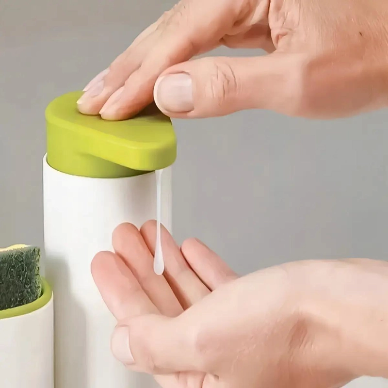 DISPENSADOR DE JABON Y PORTA ESPONJA PARA FREGADERO BLANCO - 4
