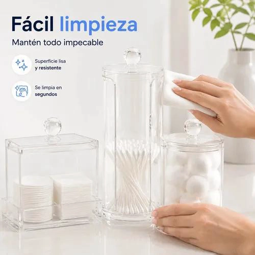 SET DE ORGANIZADORES ACRILICOS TRANSPARENTES PARA BAÑO Y TOCADOR - 2