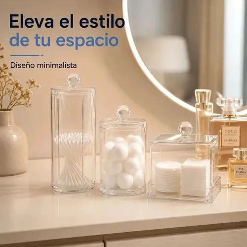 SET DE ORGANIZADORES ACRILICOS TRANSPARENTES PARA BAÑO Y TOCADOR - 3