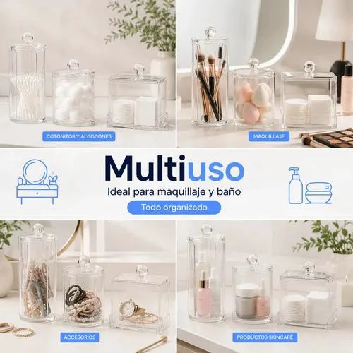 SET DE ORGANIZADORES ACRILICOS TRANSPARENTES PARA BAÑO Y TOCADOR - 4