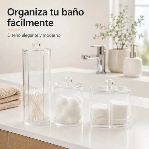 SET DE ORGANIZADORES ACRILICOS TRANSPARENTES PARA BAÑO Y TOCADOR - 6