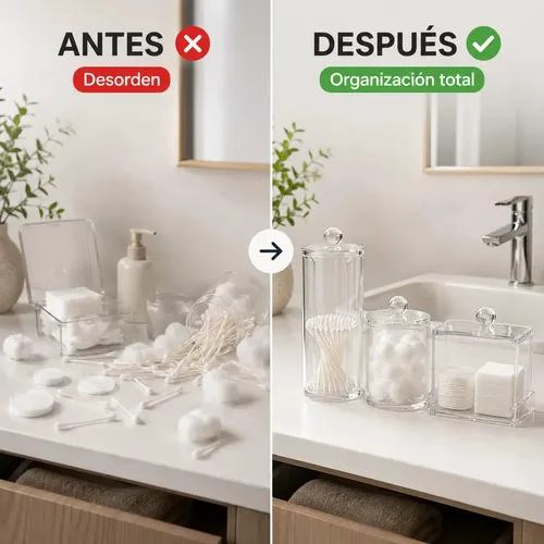 SET DE ORGANIZADORES ACRILICOS TRANSPARENTES PARA BAÑO Y TOCADOR - 7
