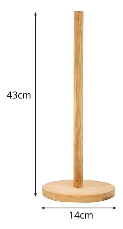 PORTA ROLLO DE COCINA EN BAMBU NATURAL CON BASE ESTABLE - 2
